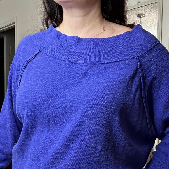 Free People We the Free Egyptian Blue Palisades Off the Shoulders sweater XS - Picture 4 of 8